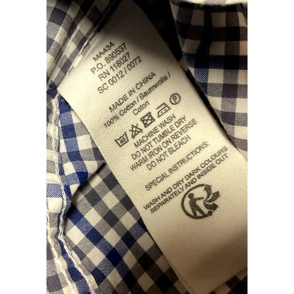 BODEN CHECKERED SHIRT SZ L BLUE WHITE LONG SLEEVE COTTON BUTTON FRONT MENS - Picture 5 of 5